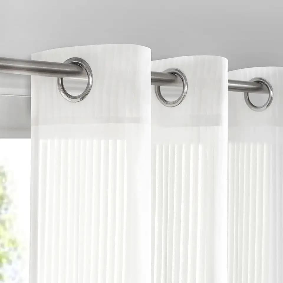 White Sheer Curtains 84 inches Long - Home Decoration Grommet Airy & Lightweight Elegant Window Treatments with Light Filtering for Bedroom/Living Room (2 Panels, W42 x L84)