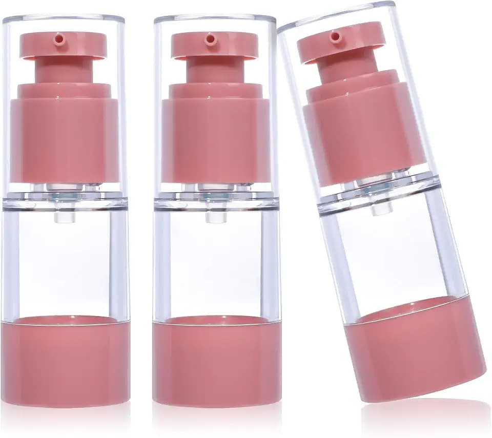 0.5oz 15ml Airless Pump Bottles, Small Travel Pump Bottle Leak Proof Refillable Cosmetic Containers for Foundation Moisturizer Lotion Skincare (3 Pieces)
