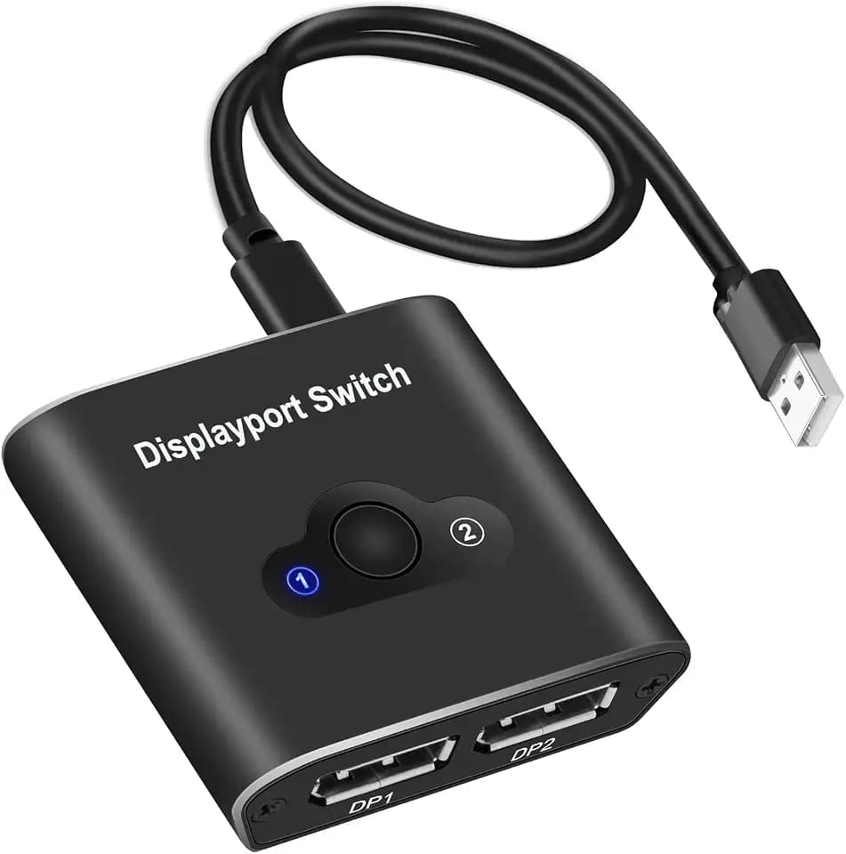 4K DisplayPort Switch 2 in 1 Out 4K@120Hz/60Hz, w/Micro USB Cable Power