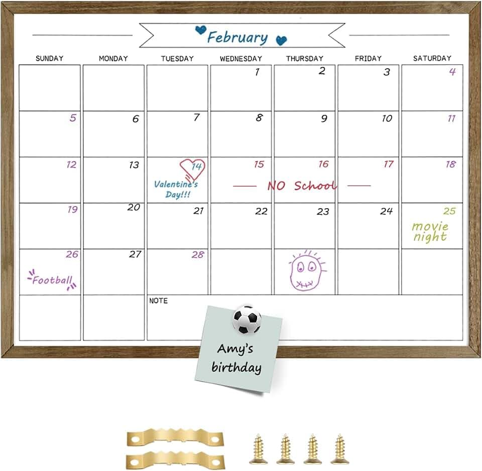 Large Dry Erase Monthly Calendar Whiteboard for Wall, Magnetic,23.6"x 31.5"