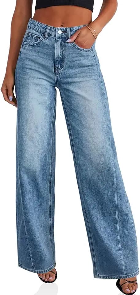 Cicy Bell Womens Wide Leg Jeans High Waisted Boyfriends Baggy Stretchy Denim Pants with Pockets