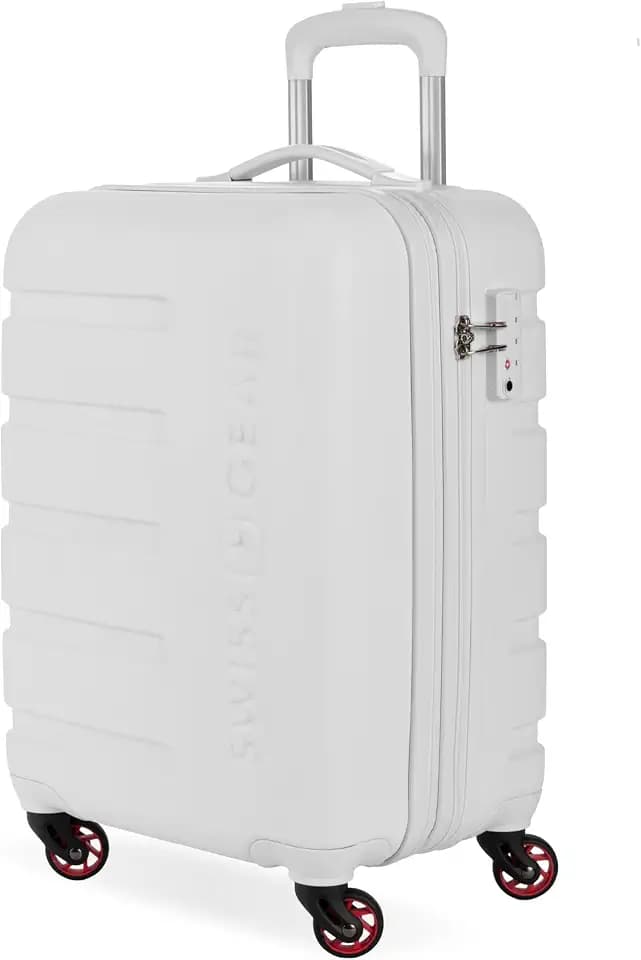 SWISSGEAR Signature Hardside Expandable Carry-On Spinner Luggage, ABS Construction, TSA-Friendly Lock, and Built-In Cupholder, White, 19-Inch