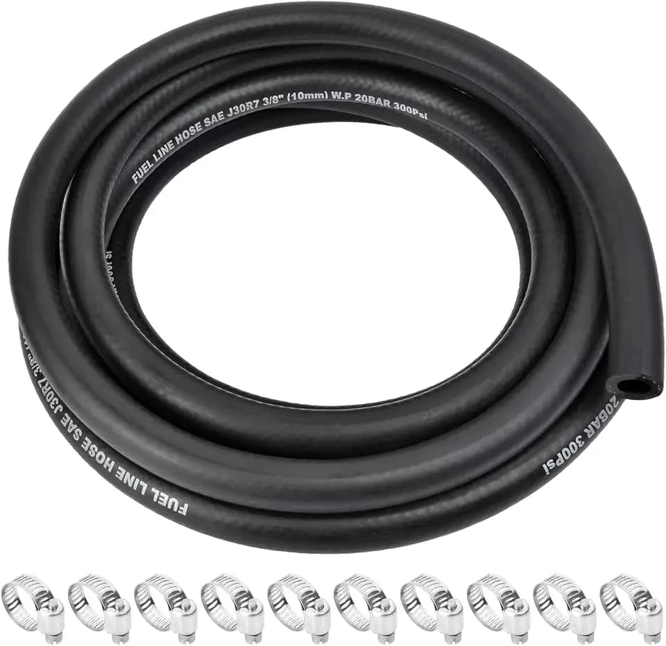5/8 Inch ID Fuel Line Hose - 10FT Fuel Line with 10PCS Hose Clamps,300PSI High-Pressure Fuel Line for Automotive Fuel Systems Engines (5/8" ID-10Ft)