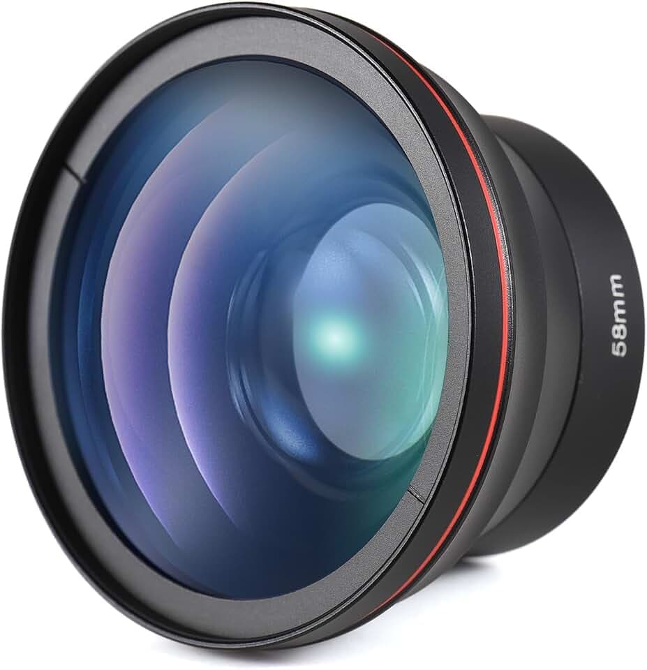 58-mm-Kameraobjektiv-Set mit 0,43 X Weitwinkelobjektiv + Makroobjektiv, Ersatz für Canon EOS 70D/77D/80D/1100D/700D/650D/600D/550D/300D/100D, Canon Rebel T7/T7i/T6i/ T6s/T6/SL2/SL3