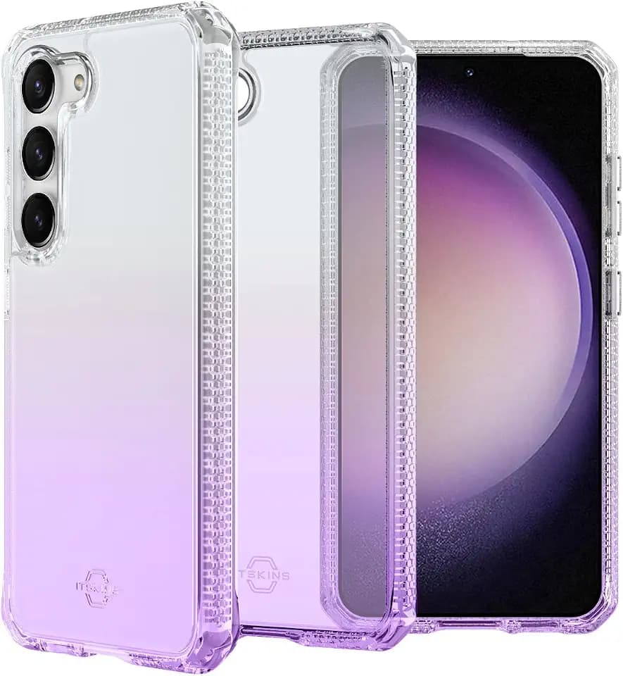 ITSKINS Hybrid R // Ombre Protective Phone Case Compatible with Samsung Galaxy S23, Slim Hybrid Case, Anti-Yellowing, Shockproof Cover Military Phone Case - Light Purple