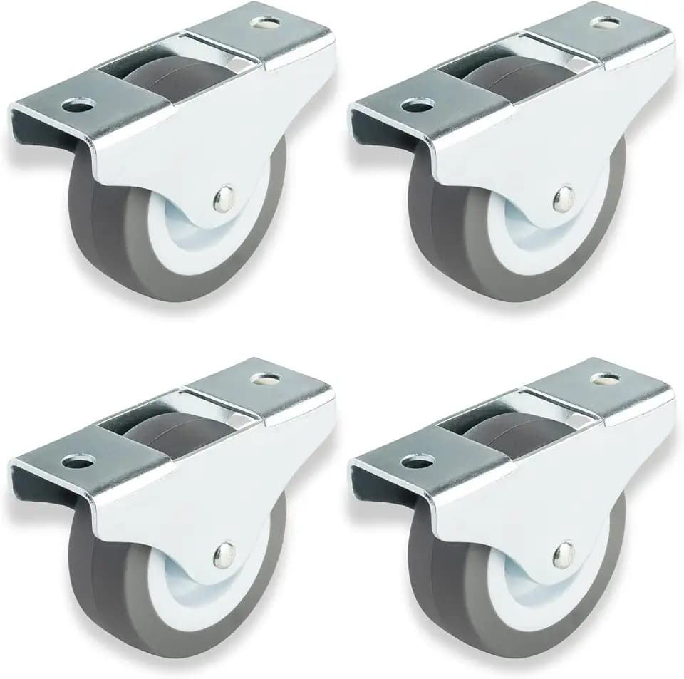 Dörner + Helmer Möbel-Bockrollen, 4er-Set, 50mm x 19mm, 165kg Tragkraft, Klein, TPE-Rad, Richtungsfixiert