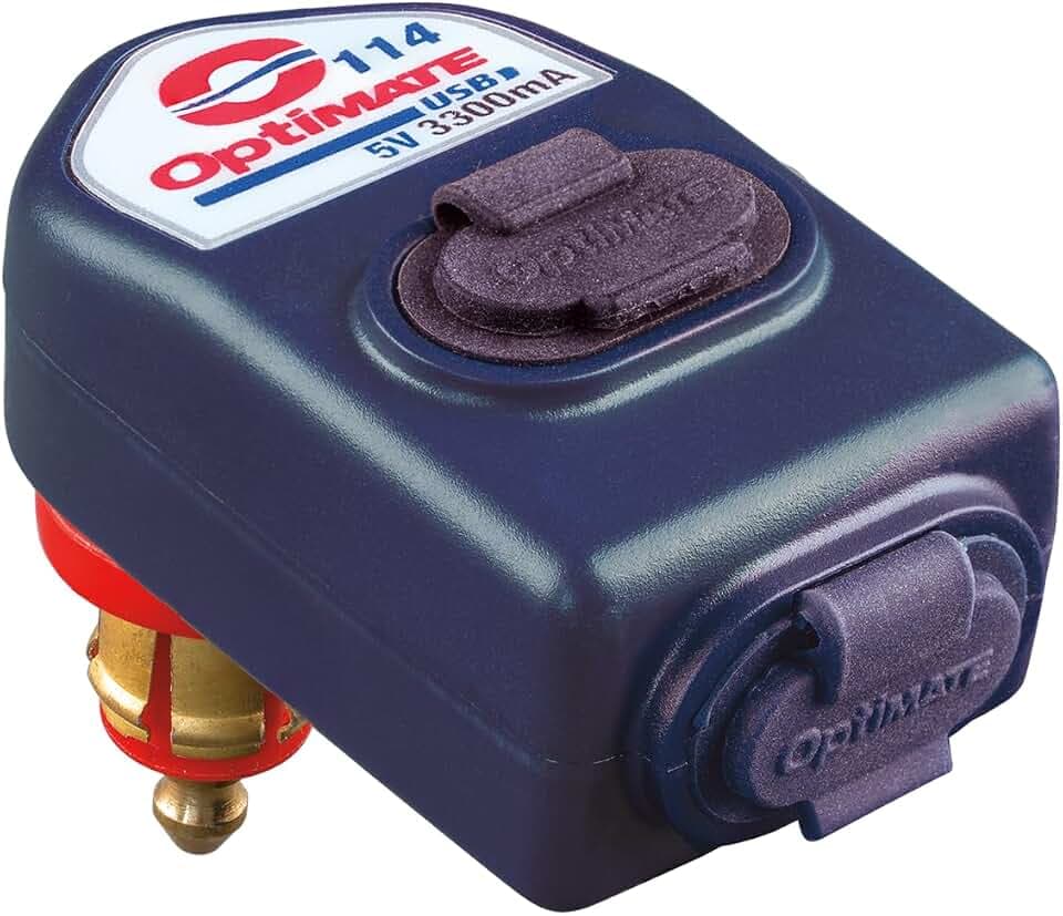 Optimate O114 Intelligentes 3300-mA-USB-Ladegerät mit Zwei Ausgängen und Bike-Stecker