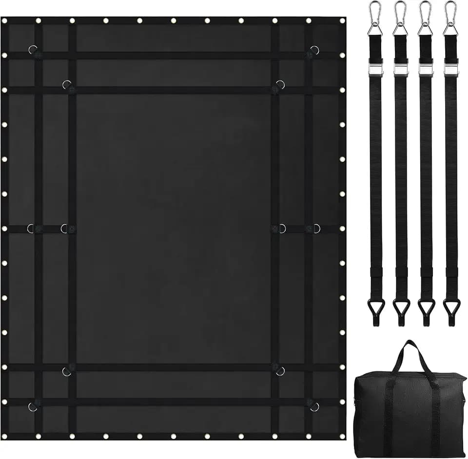 VEVOR Waterproof Cargo Net, 96 in x 81 in, Heavy Duty Truck Cargo Net-(WLL) 700lbs, 4 Adjustable Straps with Carabiners & S-Hooks, Truck Bed Cover for Trailer, Pickup, Boat, Jeep, SUV 6.75' x 8'