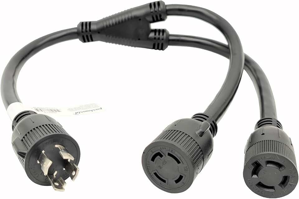 Parkworld 886474 Generator Splitter 4-Prong L14-30P Male to L14-30R & L14-20R Female Y Adapter Cord
