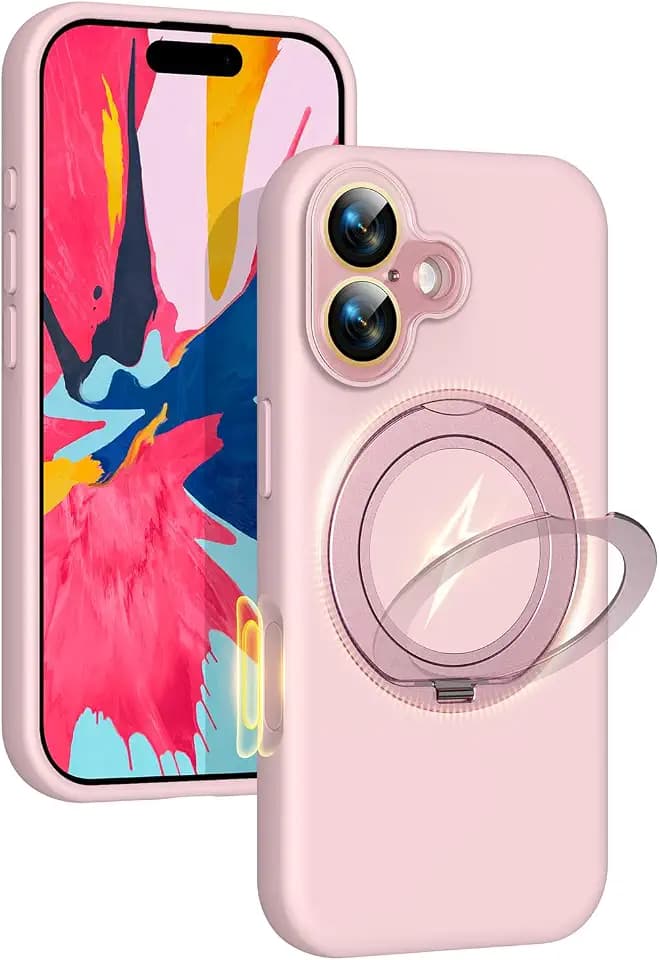 Silicone Case for iPhone 17 with 360° Magnetic Stand Fit for MagSafe