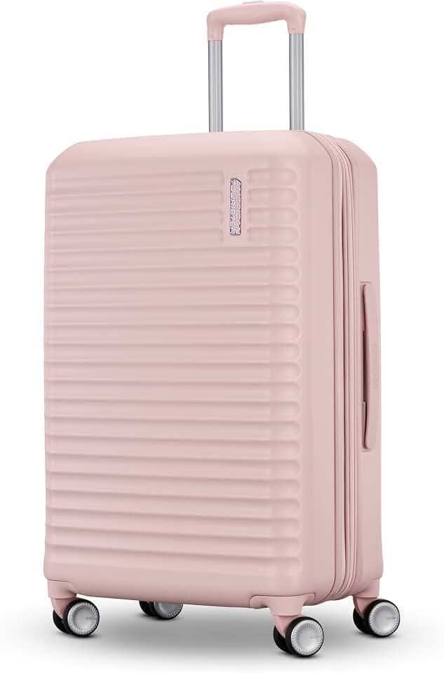 American Tourister Stratum 3.0 Medium 24-Inch Spinner, Airline Approved, Durable Hardside Luggage, Expands 1.5", RightHeight™ Adjustable Handle, Pink Blush