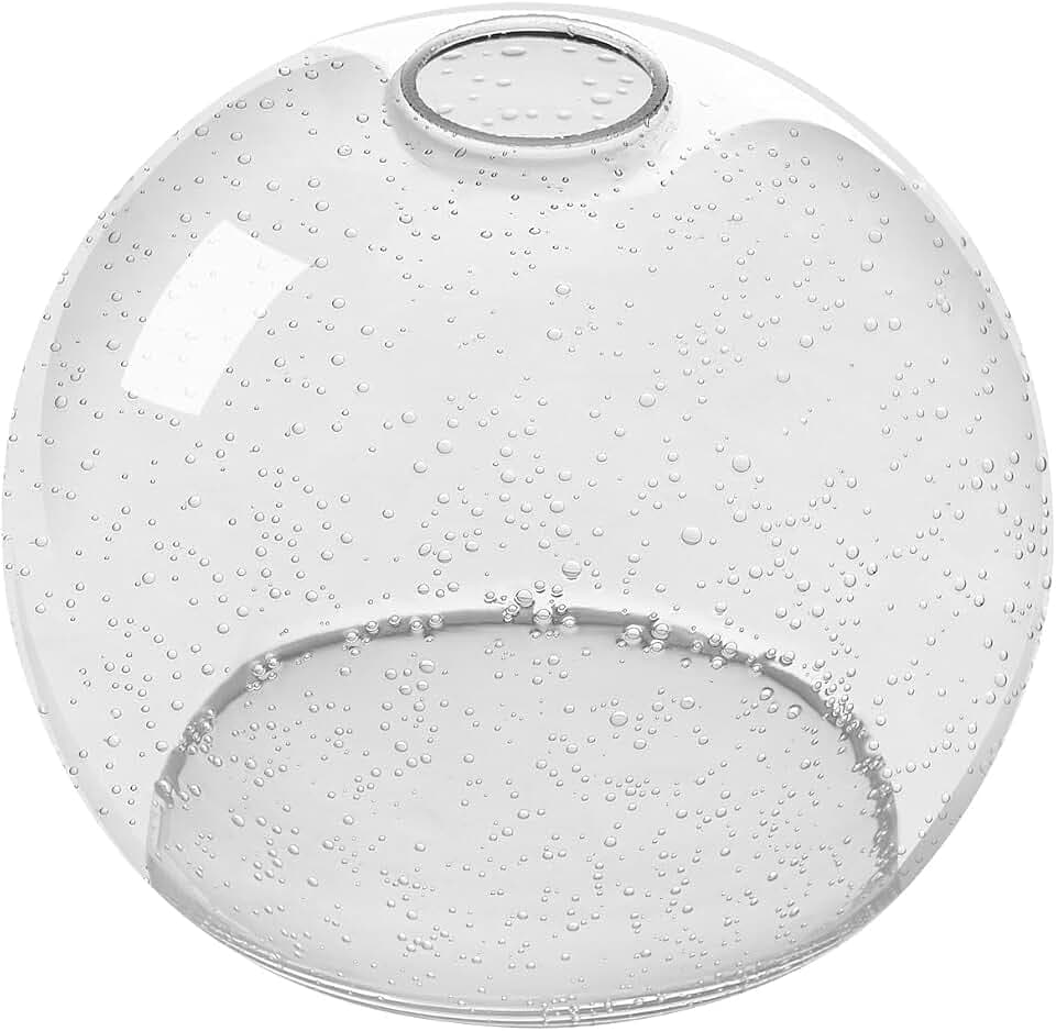 Fixture Replacement Globe Shade with 1.65 Inch Fitter, 8 Inch Diameter, E26 Base 1-5/8 Inch Fitter, Glass Lampshade Cover for Pendant Wall Sconce Chandelier Vanity Light (Seeded Clear)