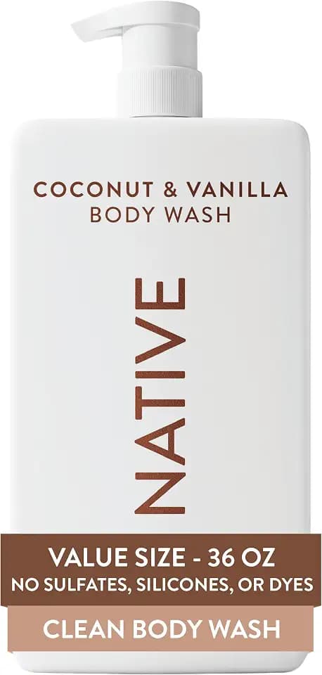 Native Clean Body Wash, Gentle & pH-balanced for Sensitive Skin, 24-Hr Freshness for Women & Men, Vegan & Cruelty-Free, Free of Sulfates, Parabens & Phthalates, Coconut & Vanilla, 36 oz