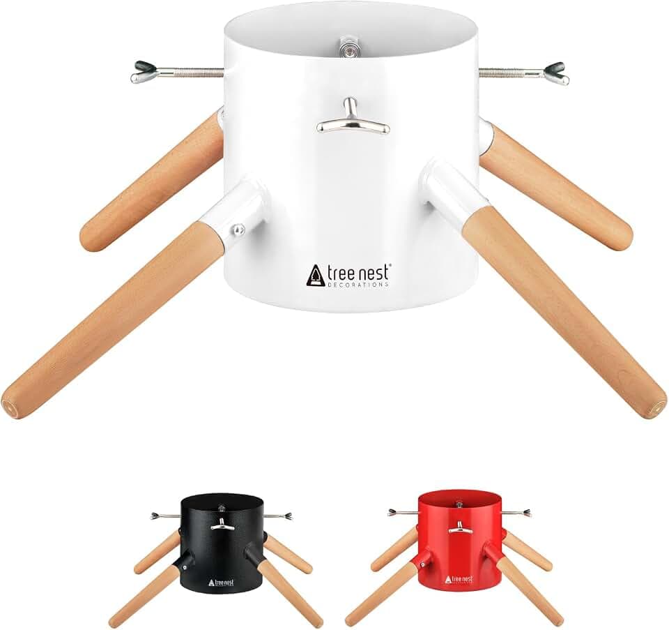 Tree Nest Weihnachtsbaumständer Christbaumständer Baumständer Weihnachtsbaum Standfuß Ständer mit Wassertank für Große Bäume - Family Christmas Tree Stand für Bäume bis 3m, 5-13cm Stamm Weiß