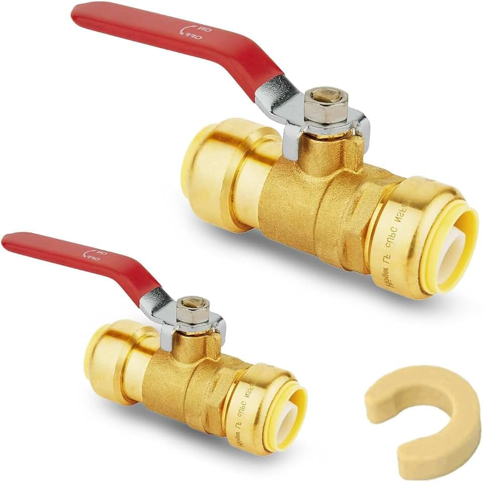 2-Pack Niikappu 3/4" Ball Valve, Push Fit Shut Off Valve Red