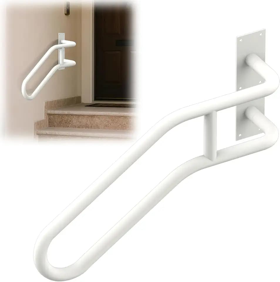 Right Side Wall Mounted handrail, Door Stair Railing for 1-3 Steps, White