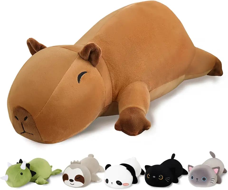 Finebee Weighted Capybara Stuffed Animals, Cute Weighted Capybara Plush, Soft Stuffed Weighted Plushie Pillow Gifts for Kids & Adults (23.6" 3.1Lbs)