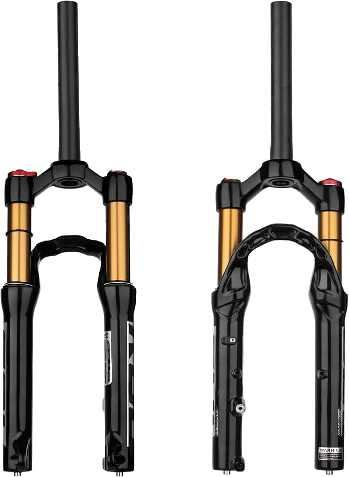 BOLANY 20/24inch Bike Suspension Air Fork 28.6mm(1-1/8inch)*220mm Thread-Less Straight Steerer 9mm Disc Brake Version MTB Front Fork 100/135mm Travel