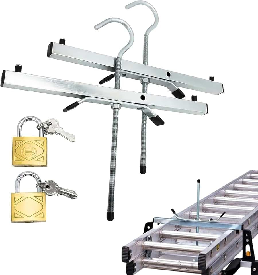 HEYOUTH Leiterklemme,Leiterhalter Dachträger,Leitersicherung Dachrinne,Leiter Sicherung,Abschließbar,Leiterhalter Gerätehalter,2-teiliges Set