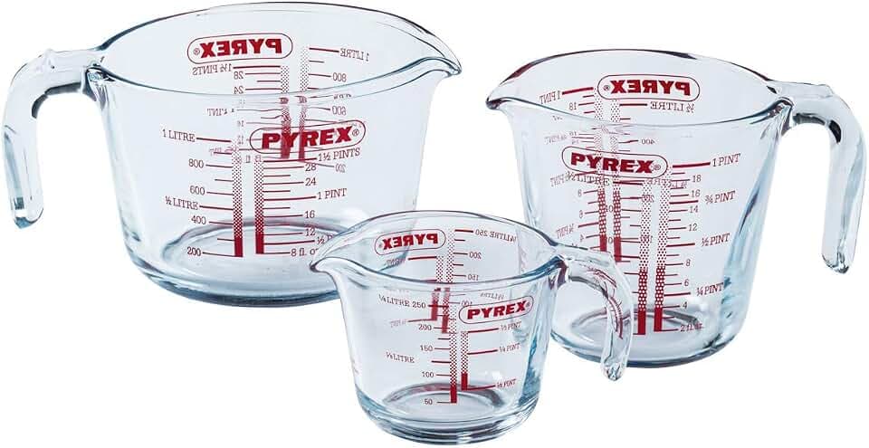 Pyrex – Messkrug aus strapazierfähigem Glas, Glas, durchsichtig, Set 3 pièces