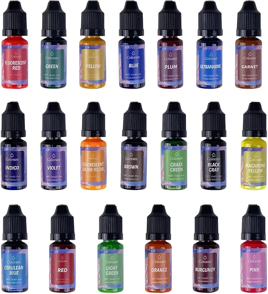 Gvolatee Kerzenfarben - 20 Farben Flüssig Kerzenfarbe für DIY Kerze, Kerzenherstellung - Hochkonzentriert Kerzenwachsfarbe Dye auf Gelwachs - je 10ml