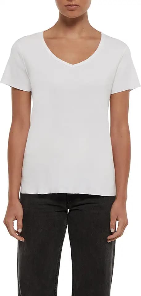 Three Dots Women's V-Neck Short Sleeve Tee