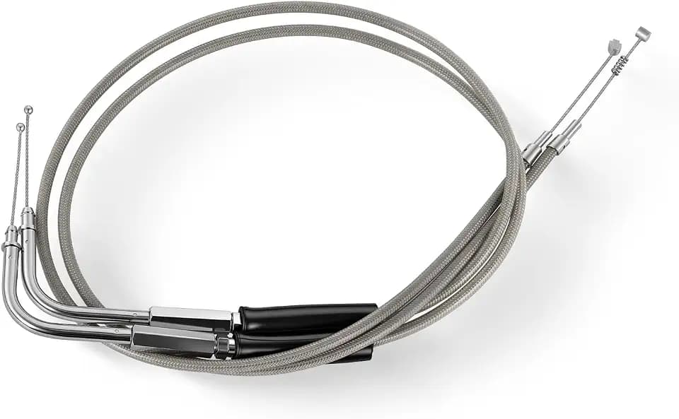 CHIFUN Motorcycle Throttle Idle Cable Braided Wire Kit Compatible with Harley Touring Dyna Softail Sportster XL 883 1200 Fat Boy Heritage Road King, Stainless Steel 51" Long Throttle Gas Cable