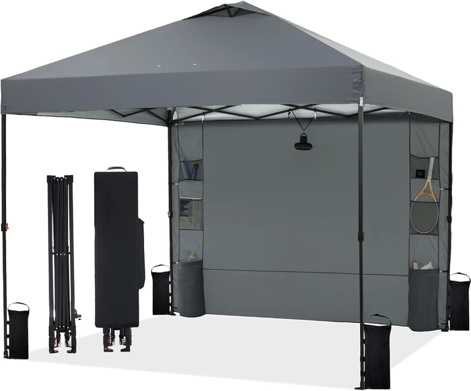 Tunbne 10X10 Pop Up Canopy Tent Outdoor with 1 Sidewalls, One Push Setup