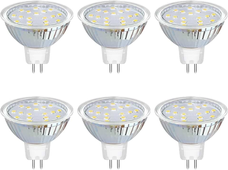 Akynite Deckenstrahler GU5.3 MR16 12V LED 3W Kaltweiß 6000K, 120 Grad, 300lm, 20W Halogen Ersatz, 50mm AC DC 12V LED-Einbaustrahler, Nicht Dimmbar, 6 Stück