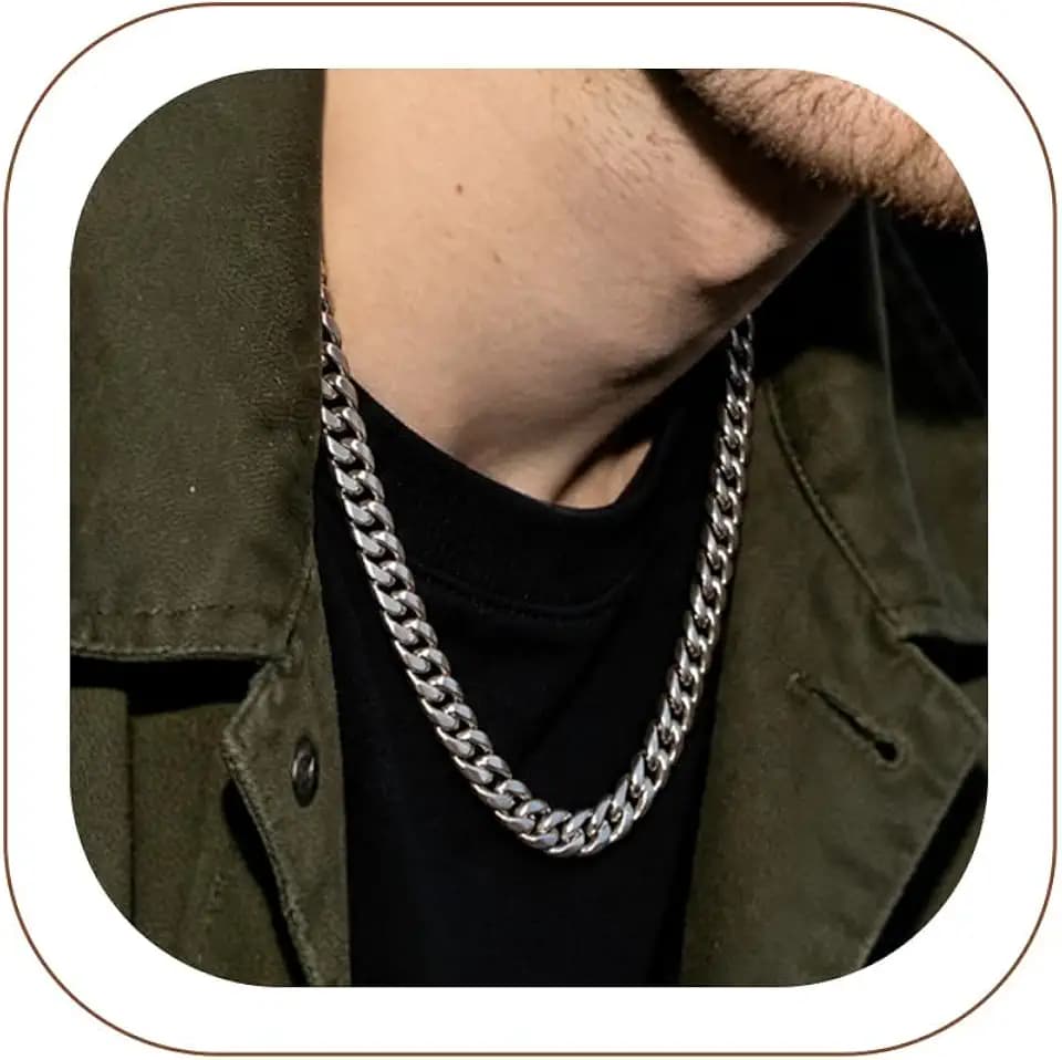 ChainsHouse Miami Cuban Link Chain Necklace for Men, Stainless Steel