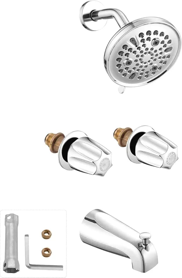 9-Setting Rain Shower Faucet& Bathtub 2 Handle Knob Replacement for Price Pfister Verve Remodel/Rebuild Trim Kit, Chrome