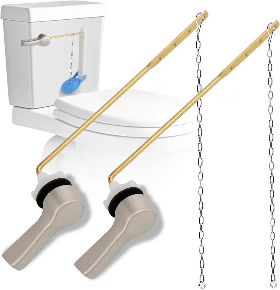 Hibbent 2 Pack Universal Metal Front Mount Toilet Handle, Brushed Nickel