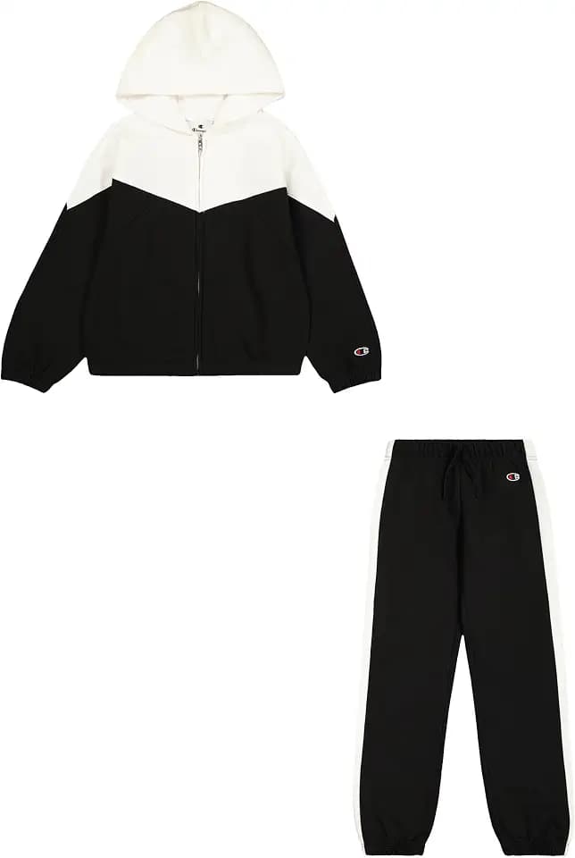 Champion Mädchen Legacy Script Shop G (405046) - Ultra-light Soft Compact Powerblend Fleece Color Block Hooded trainingsanzug kinder (1er Pack)
