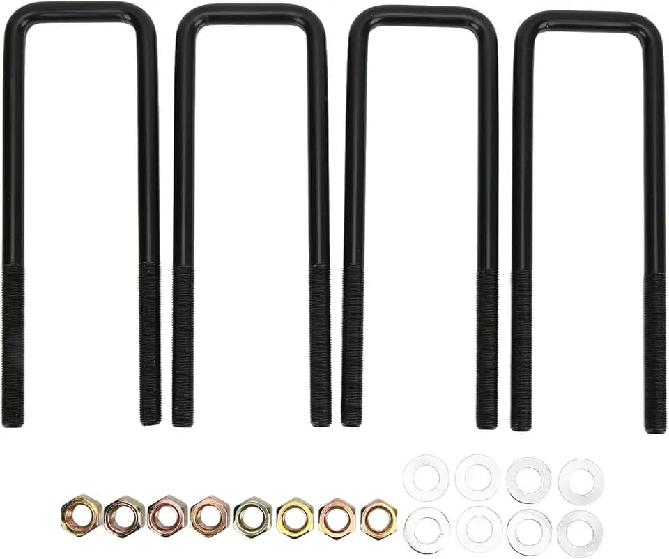 KIMISS 10in Black Steel Rear Axle U Bolts Heavy Duty Square Bend U Bolts Replacement for Silverado 1500