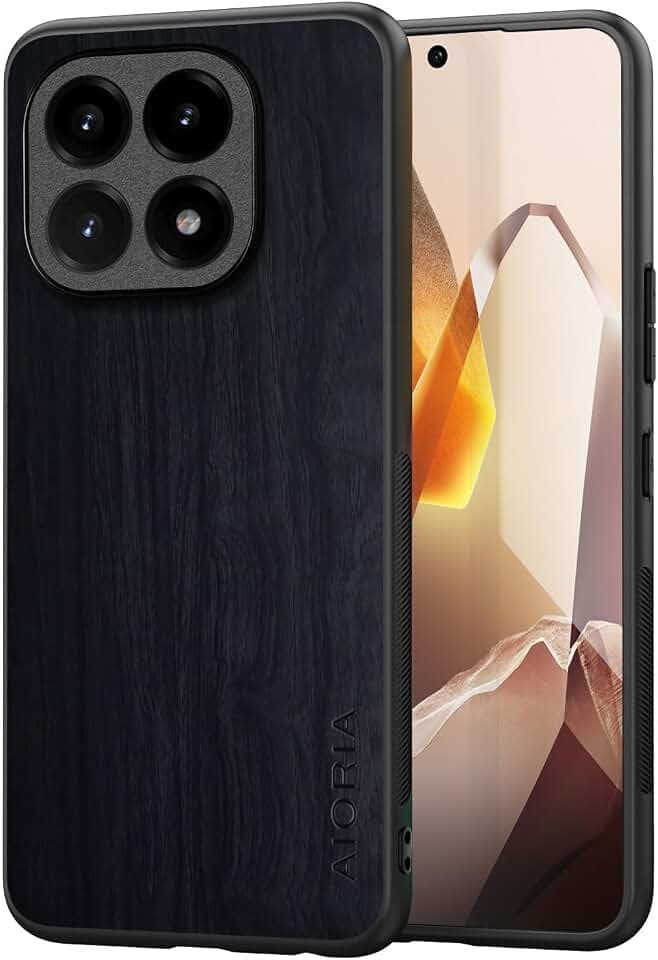Case for Xiaomi 15T 5G funda Bamboo Wood Pattern PU Leather Back Cover for xiao mi 15 t case (Black, Xiaomi 15T)