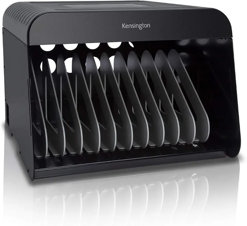 Kensington 12-Device Laptop & Tablet AC Charging Station for Up to 14 inch Laptops - Metal Storage Cart for Chromebook, Surface Pro, MacBook, iPad, with Cord Organizer & 12 Outlets, K62878NA