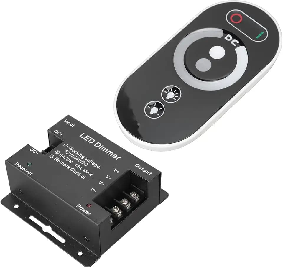 DC 12V 24V Kabelloser LED-Dimmer, Beleuchtungszubehör Lichtfarbenregler mit Fernbedienung, RF Touch LED-Lichtsteuerung Dimming Controller für LED-Streifen