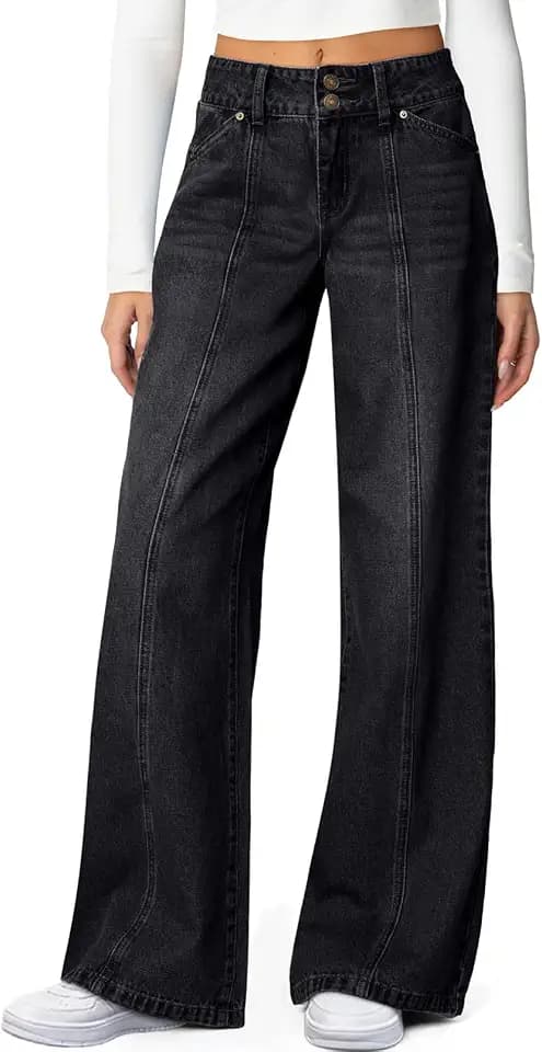 Sidefeel Women's High Waisted Wide Leg Stretchy Jeans
