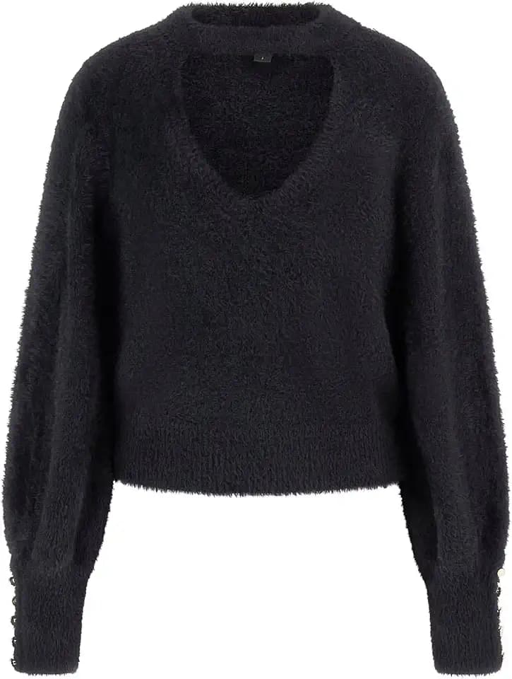 Guess Women's Long Sleeve Yuki Fuz Cut-Out Sweater