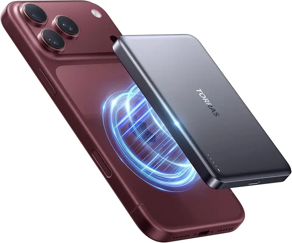TORRAS MiniMag Power Bank,Ultra-Slim 10,000mAh Magnetic Wireless Portable Charger, 22.5W Fast Charging iPhone 18 Pro Magnetic Battery Pack for iPhone 18 Pro Max/17 Pro/Air/16/15/14/13/12, Gray