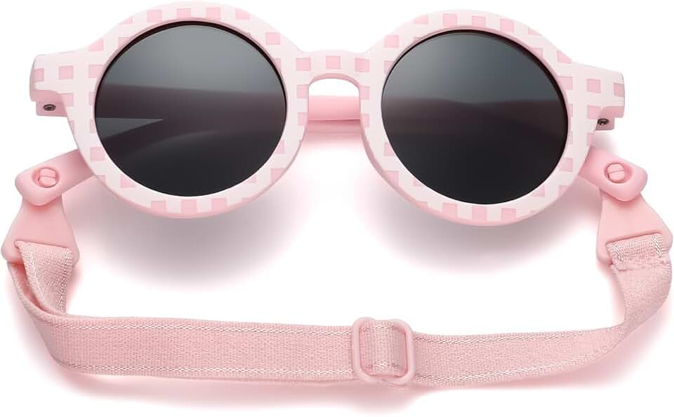Polarisierte Baby Sonnenbrille 0-36 Monate - mit Band Verstellbar Silikon Rund Rahmen UV Schutz für KleinKind 0-3 Jahre