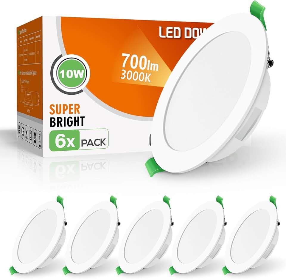 ALUSSO LED Einbaustrahler 230V Flach IP44, 10W LED Spots 700lm, 6er Set