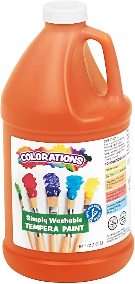 Colorations Paraben-Free Simply Washable Orange Tempera Paint for Kids