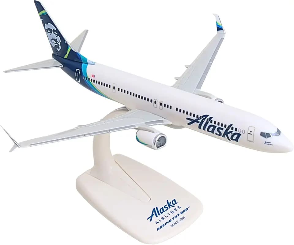 Sky Marks Flight Alaska 737-900 1/200 Collectible Airplane Model Ages 14+