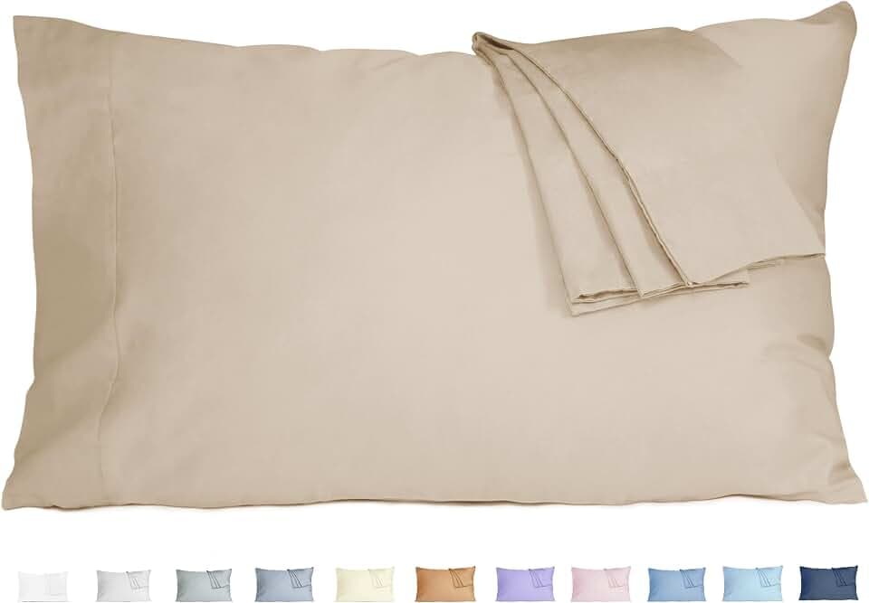 Pillow Cases King Size 100% Cotton Percale Set of 2, Sandshell