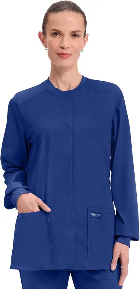 Cherokee WW Professionals Scrub Jacket for Women Snap Front