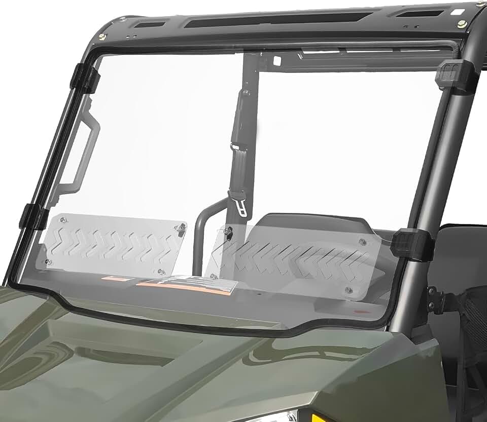 KEMIMOTO Front Vented Windshield Compatible With Polaris Ranger Midsize 570 500 SP/Crew 2015-2025, Scratch Resistant PC UTV Window Compatible With Ranger ETX EV Accessories Parts (Not Fit FullSize)