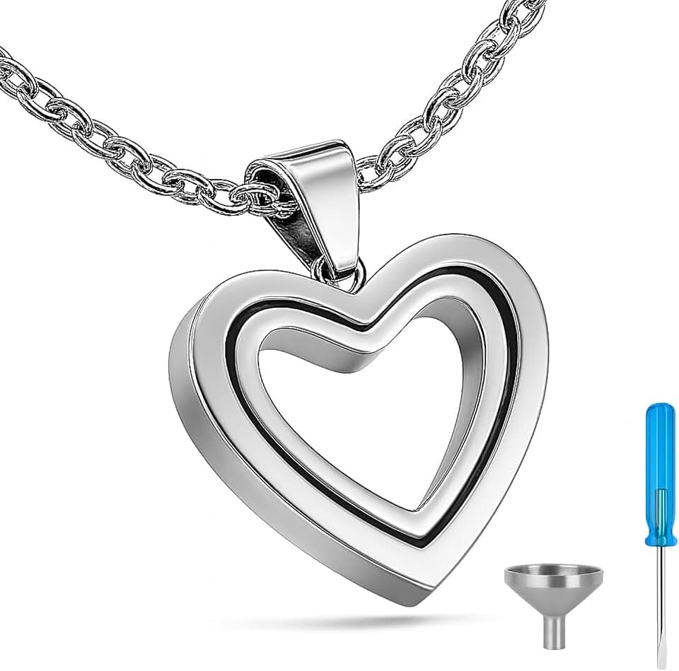 Heart Pendant Necklace For Ashes Stainless Steel Hair Locket Keepsake Memory Glass Urn Cremation Vial Necklaces