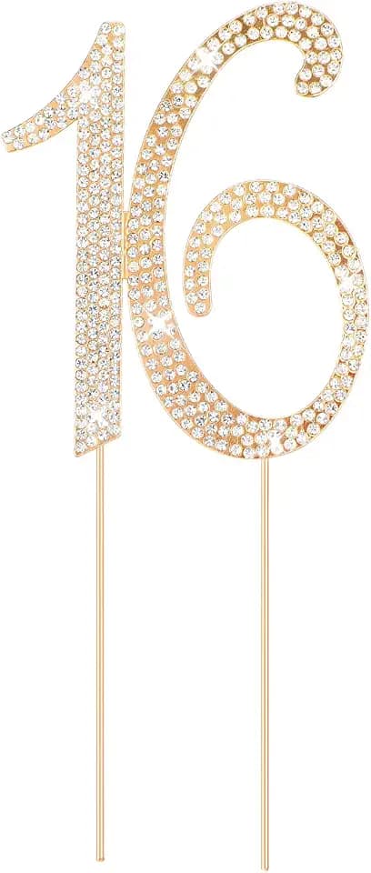 16 Cake Topper, Rhinestone Happy 16th Birthday Cake Topper
