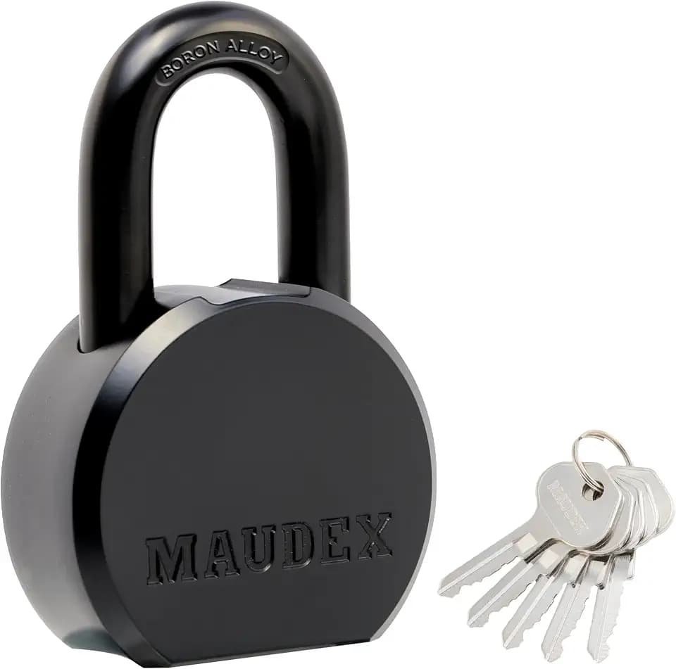 Maudex® PML65 Professional Grade Padlock - High Security with Boron Alloy Shackle, All-Weather Protection, 5 Brass Keys. for Storage Units, Gates & Commercial Security